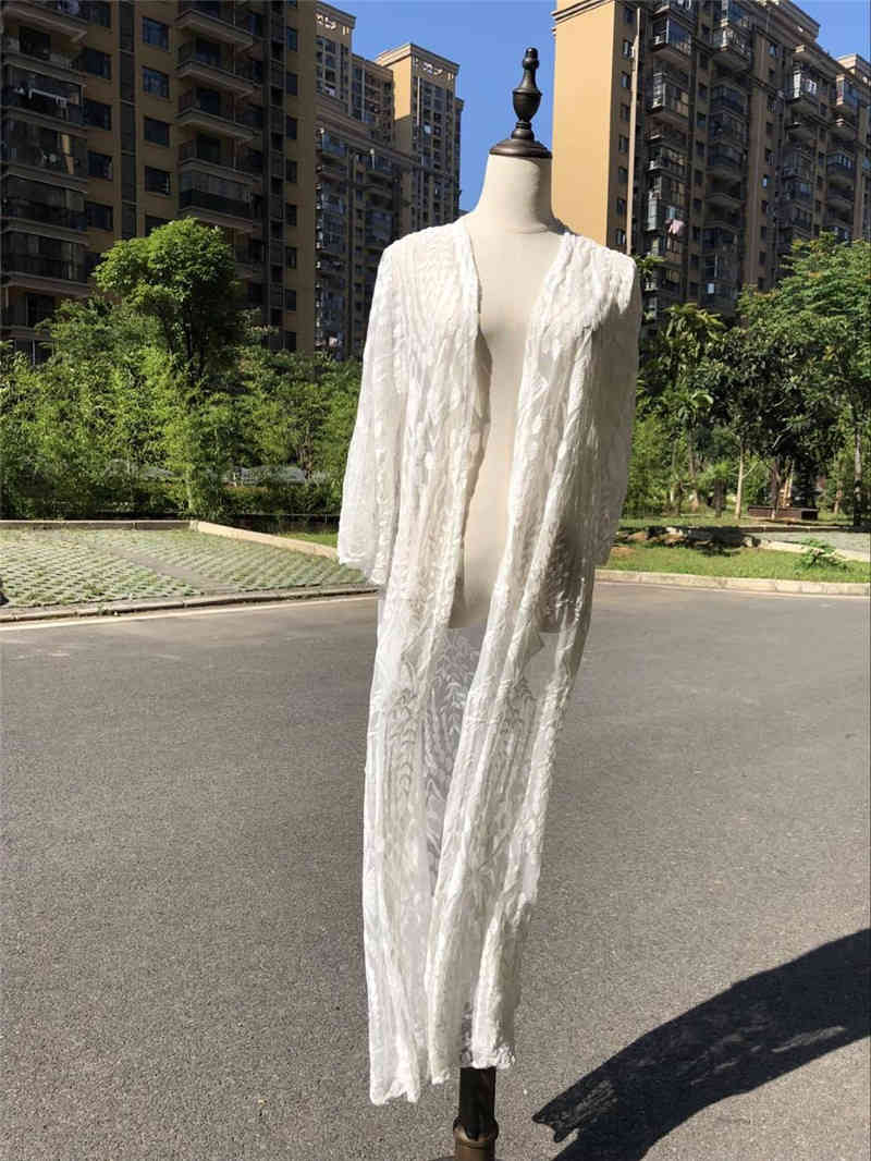 Tunics for beach Long Lace Beach Dress Women Swim Cover up Plus size Saida de Praia Robe Plage Kaftan #Q521 210420