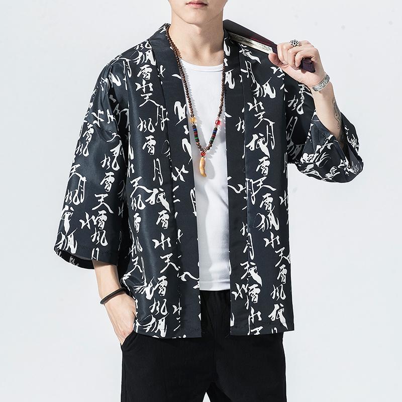 Original Men Japan Style Kimono Cardigan Shirt Coat Traditional Loose Printing Fashion Casual Thin Jacket Summer Outerwear Men's Jackets