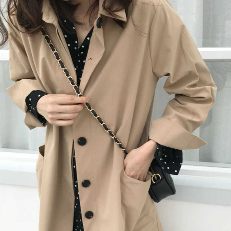 Women Autumn Long Sleeve cloak Trench Coat Female Pocket cardigan Straight Shirt Windbreaker Manteau Femme Hiver Overcoat 210914