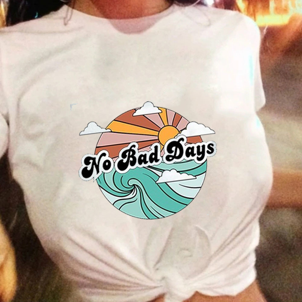 Vacation Beach T Shirt Summer White Tee The Best Surfing Women's Retro Style T Shirt Casual Oversized Tee 210406
