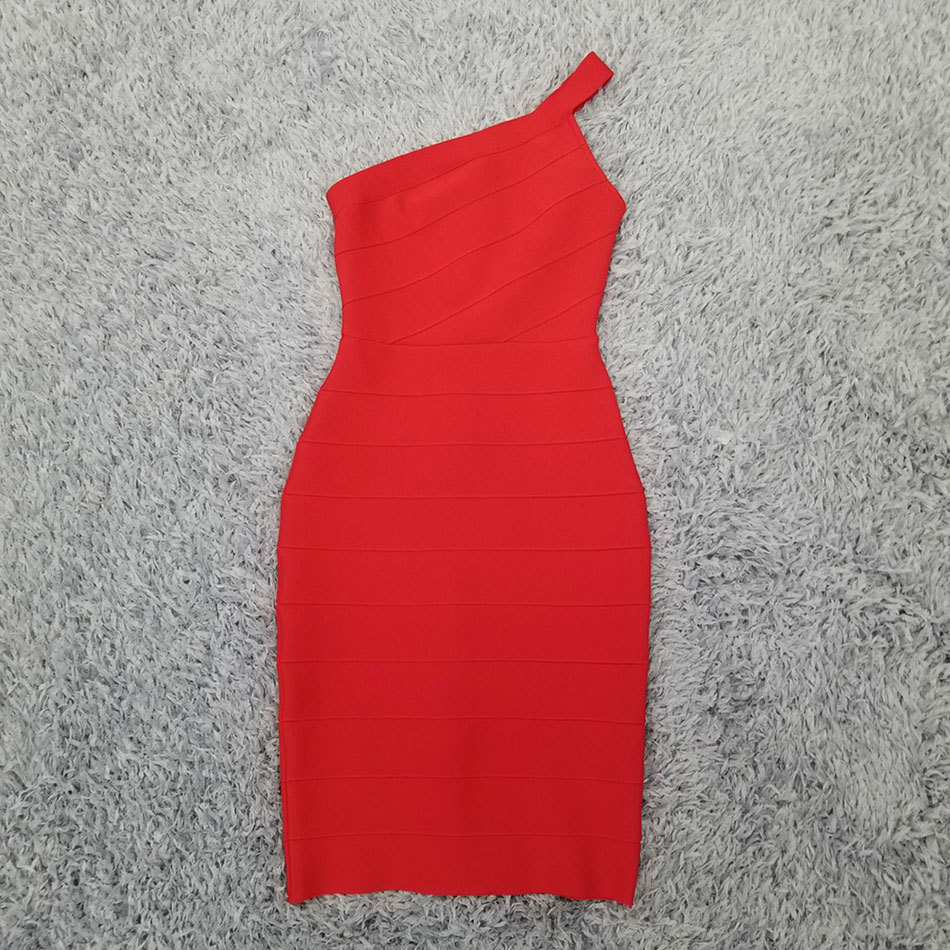 Free Women Red Bandage Dress Vestidos Sexy Sleeveless Halter Bodycon Knee Length Club Runway Party 210524