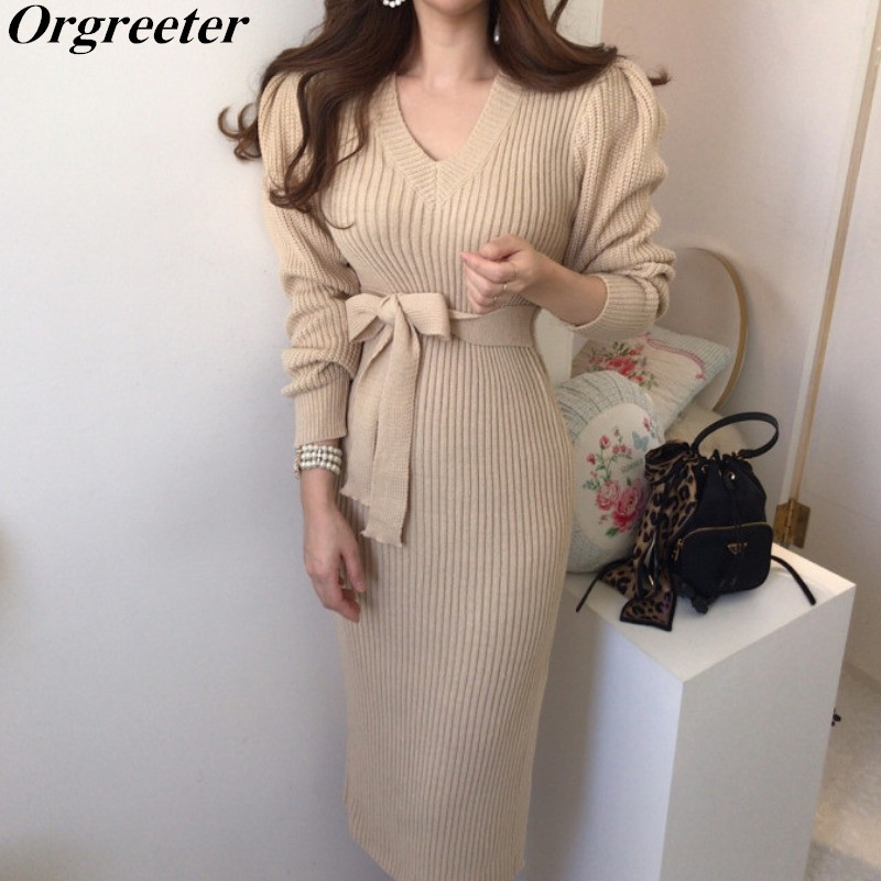 Korean Chic Retro V-neck Lace-up Slim Sheath Slit Bodycon Solid Knitted Dress Women 210525, Dark grey
Korean Chic Retro V-neck Lace-up Slim Sheath Slit Bodycon Solid Knitted Dress Women 210525, Dark grey