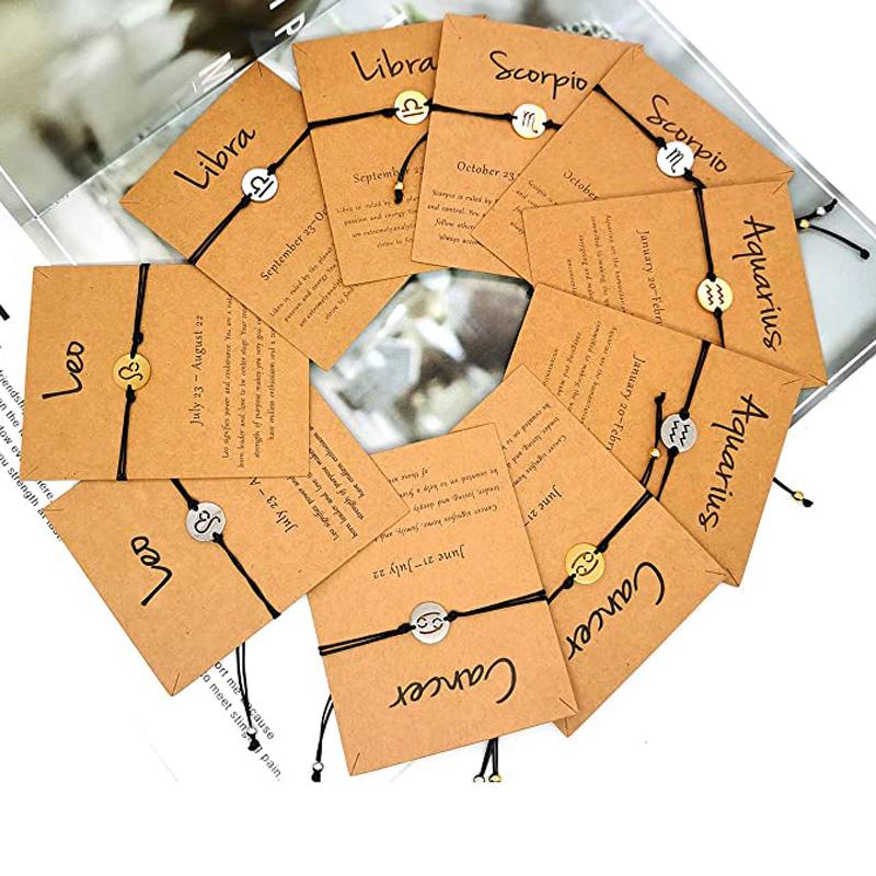 12 Zodiac Lucky Wax Rope Bracelet Stainless Steel Adjustable Constellation Pendant Woven Bracelets For Men Women Girls
12 Zodiac Lucky Wax Rope Bracelet Stainless Steel Adjustable Constellation Pendant Woven Bracelets For Men Women Girls