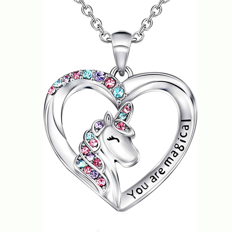 Creative New Unicorn Necklace Colorful Heart-shaped Pony Children's Love Diamond Pendant
Creative New Unicorn Necklace Colorful Heart-shaped Pony Children's Love Diamond Pendant