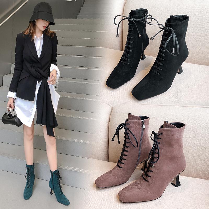 Boots 2021 Winter Women England Style Pointed Lace Up Ankle High Heel Shoes Short Fashion Ladies Size 35, Green short plush
Boots 2021 Winter Women England Style Pointed Lace Up Ankle High Heel Shoes Short Fashion Ladies Size 35, Green short plush