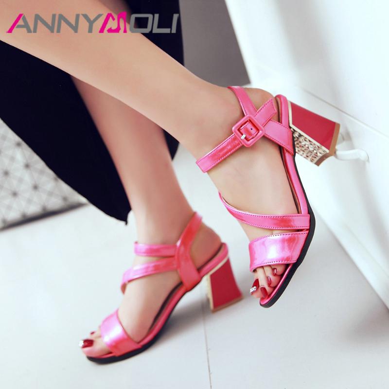 Women Shoes Summer Sandals Thick High Heels Patent Leather Buckle Open Toe Party Lady Green Large Size 43, Black
Women Shoes Summer Sandals Thick High Heels Patent Leather Buckle Open Toe Party Lady Green Large Size 43, Black
