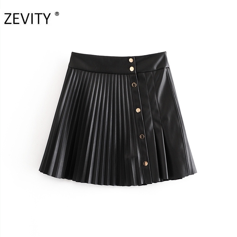 Zevity Women vintage high waist PU Leather pleated mini skirt faldas mujer ladies front buttons casual brand chic skirts QUN689 210721, Wf qun689b
Zevity Women vintage high waist PU Leather pleated mini skirt faldas mujer ladies front buttons casual brand chic skirts QUN689 210721, Wf qun689b