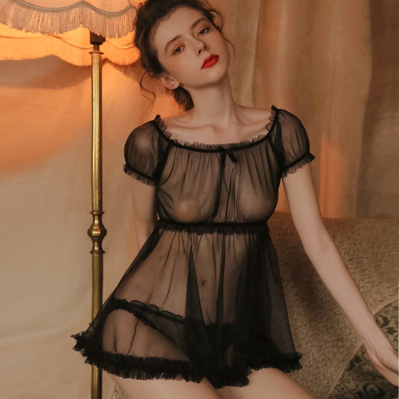 Women Seepwear Set Sexy Pajamas Womens Thin Transparent Tops Gauze Attractive Home Cothes Temptation Pajama Set Women, Black
Women Seepwear Set Sexy Pajamas Womens Thin Transparent Tops Gauze Attractive Home Cothes Temptation Pajama Set Women, Black