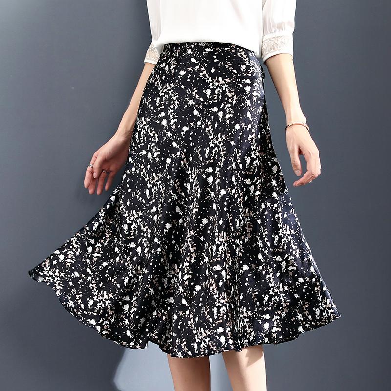Skirts 2021 Summer Women Fashion Long Elegant High-waist Black Natural Real Silk Office Lady Printed A-line Mid-Calf Skirt
Skirts 2021 Summer Women Fashion Long Elegant High-waist Black Natural Real Silk Office Lady Printed A-line Mid-Calf Skirt