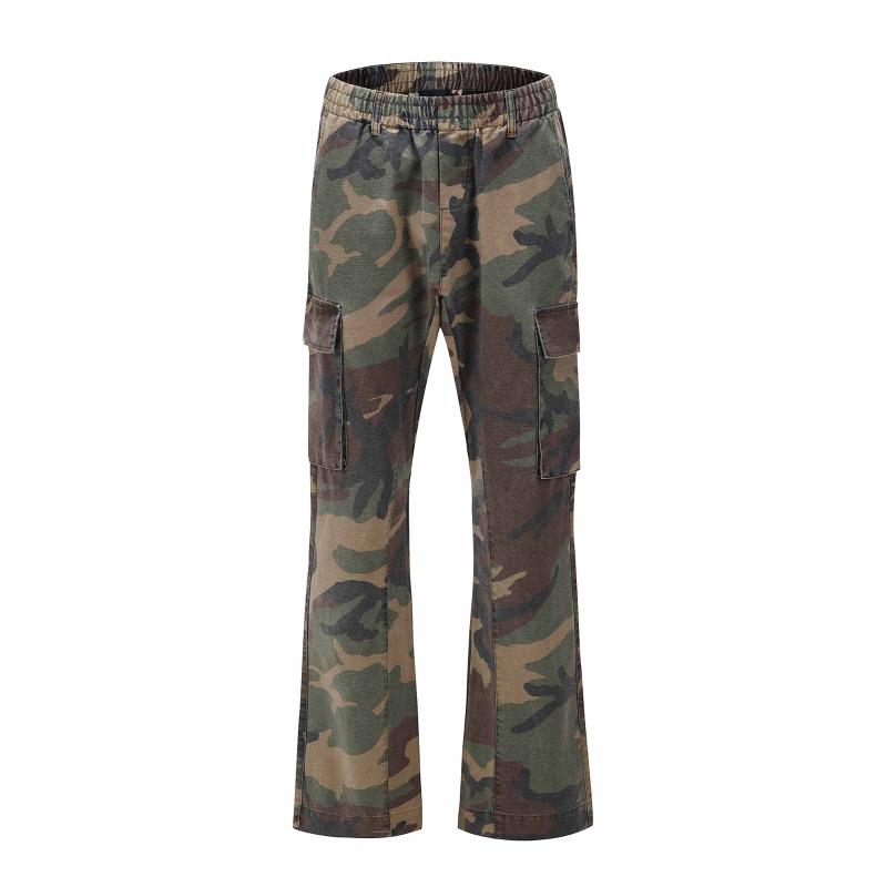 Men Hi Street Flare Camo Cargo Pants Men's, Army green