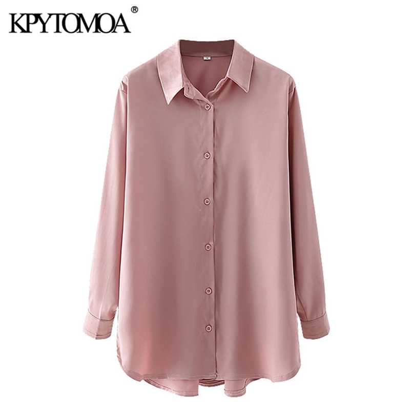 Women Fashion Soft Touch Loose Blouses Long Sleeve Button-up Female Shirts Blusas Chic Tops 210420