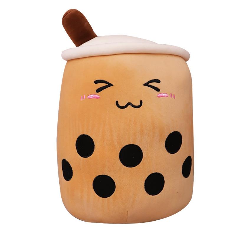 Cute 24cm Fruit Drink Plush Stuffed Soft Pink Strawberry Milk Tea Plush Boba Tea Cup Toy Bubble Tea Pillow Cushion Kids Gift lx