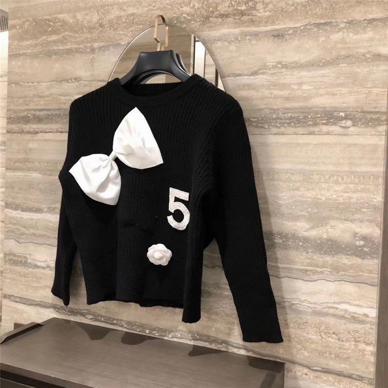 Women's Knitted Sweaters Heart Glitter Twinkle With Big Bowknot Five Letter Fall Girls Wool With Long-Sleeved Knit Shirt Elastic Fashion Pullove