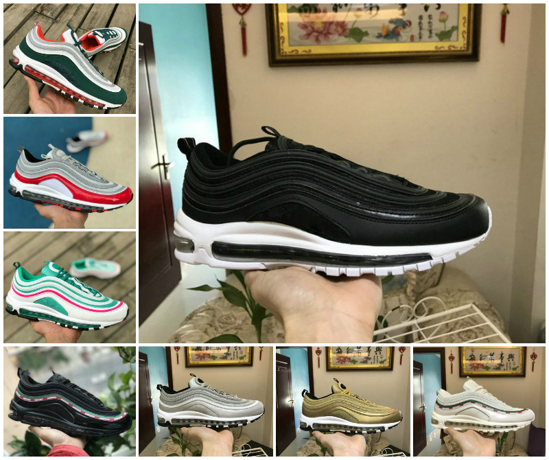 

97 mens running shoes Mschf Lil Nas x Satan Luke inri jesus triple black white metalic gold University Red 97s sky undefeated men women trainers sports sneakers 36-45, Bubble package bag