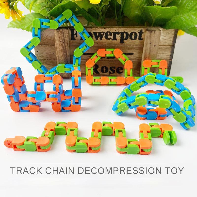 DHL 24 Links Wacky Tracks Snake Puzzle Snap And Click Sensory Fidget Toys Anxiety Stress Relief ADHD Needs Educational Party Keeps Fingers Busy 10 Col