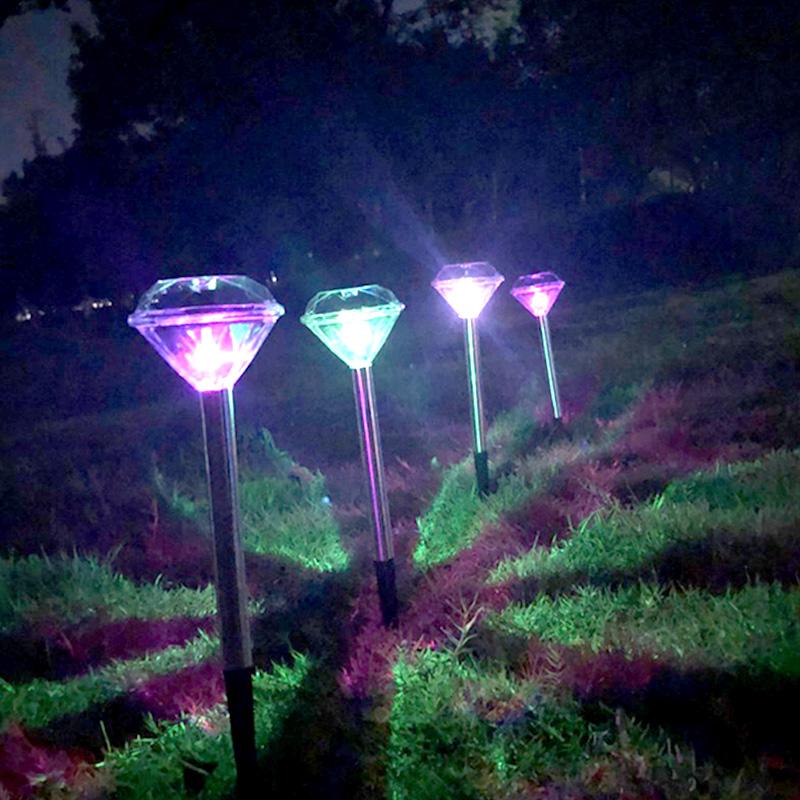 4/8Pcs Diamond Shaped Solar LED Lawn Light Color Changing Outdoor Yard Garden Ground Lights Lamp White/Warm/RGB Lamps