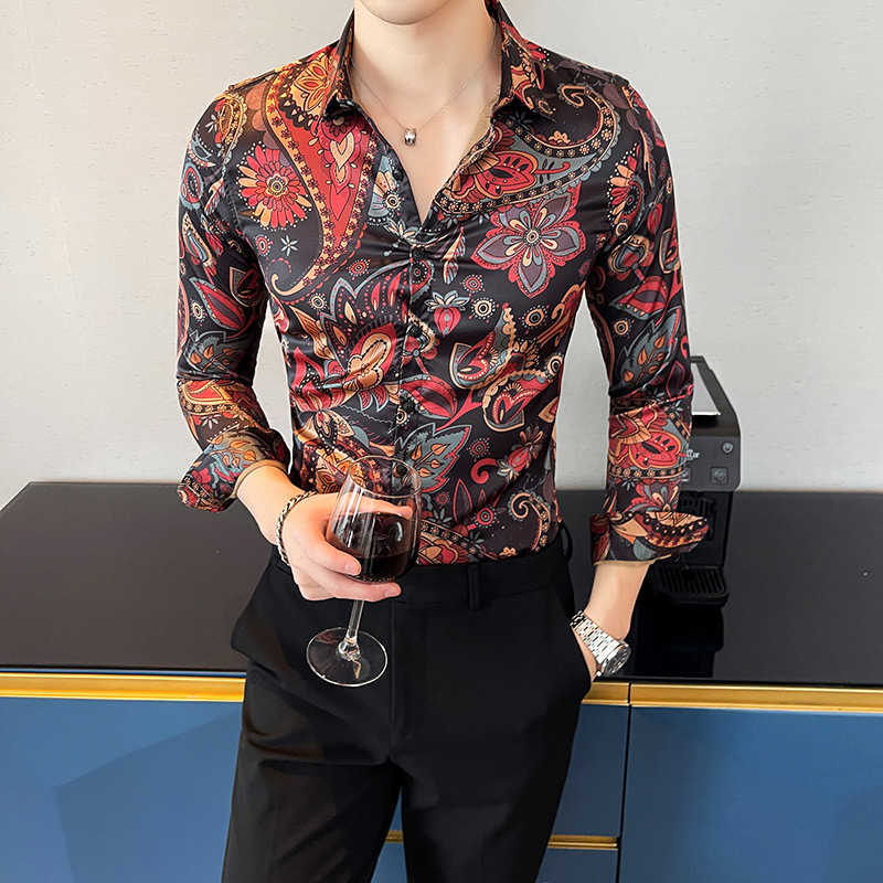 Luxury Floral Shirts Men Spring Chemise Homme Long Sleeve Slim Fit Casual Dress Shirt Streetwear Social Nightclub Clothes 210527, C172
Luxury Floral Shirts Men Spring Chemise Homme Long Sleeve Slim Fit Casual Dress Shirt Streetwear Social Nightclub Clothes 210527, C172