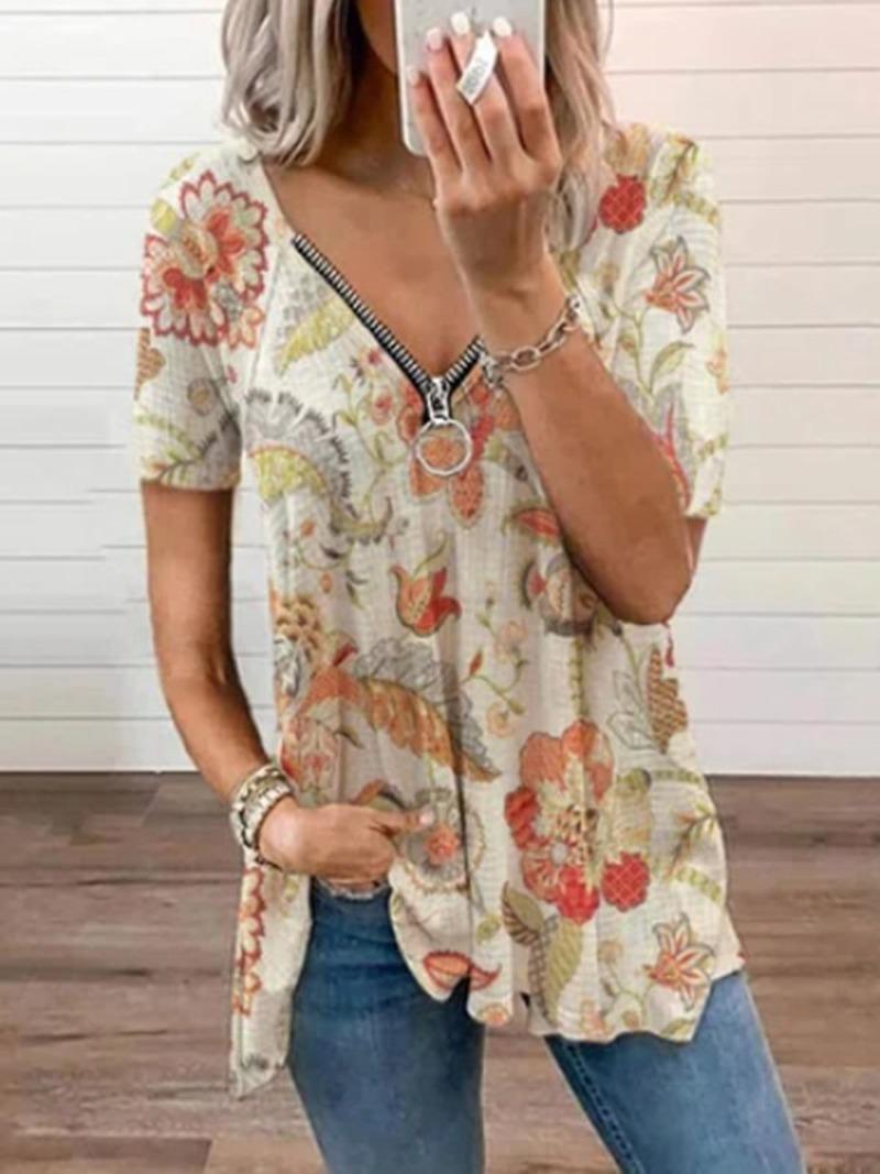 Women's Blouses & Shirts 2021 Women Summer Blouse Zipper V-neck Print Short Sleeve Shirt Casual Fashion Loose Office Beach Tops Plus, White
Women's Blouses & Shirts 2021 Women Summer Blouse Zipper V-neck Print Short Sleeve Shirt Casual Fashion Loose Office Beach Tops Plus, White