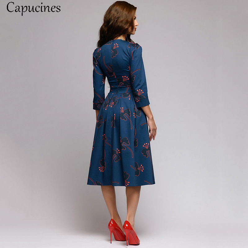 2021capucines navy blue 3/4 sleeves printed dress women 2021 spring summer vintage pocket a-line casual dress elegent party vestidos, Black;gray
2021capucines navy blue 3/4 sleeves printed dress women 2021 spring summer vintage pocket a-line casual dress elegent party vestidos, Black;gray