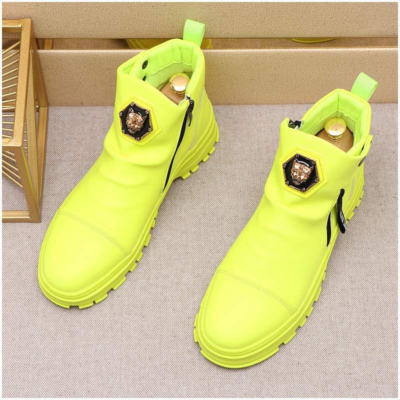 2021 Men Fashion Casual Ankle Boots Spring Autumn Punk Style Rivets Trend Shoes Male Leather High Top Hip Hop Sneakers white green
2021 Men Fashion Casual Ankle Boots Spring Autumn Punk Style Rivets Trend Shoes Male Leather High Top Hip Hop Sneakers white green