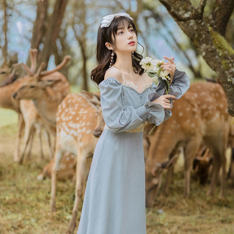 French Vintage Party Dress Women Lace Long Sleeve Square Collar Elegant Red Dress Women Fairy Dress Korean Autumn 210521