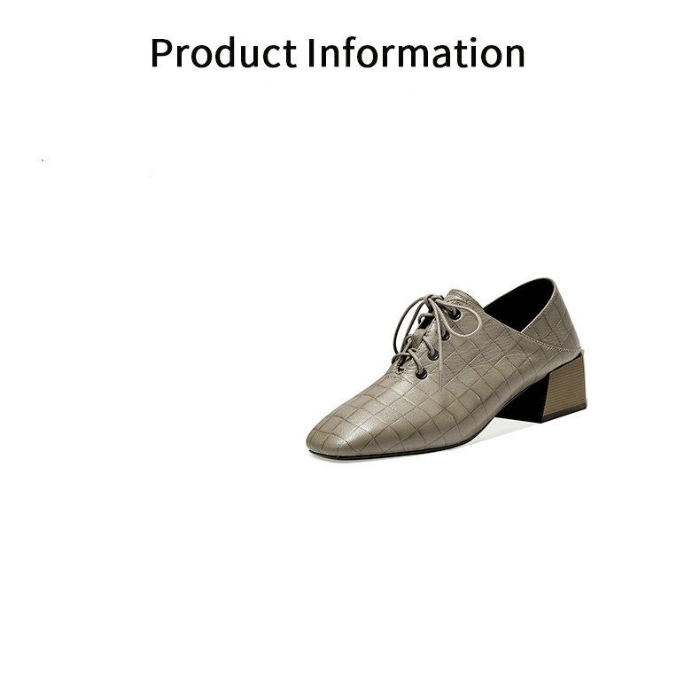 Dress Shoes QZYERAI Woman Heels Oxford Genuine Leather Spring Lace-up Ladies Pumps High Loafers Womens Casual