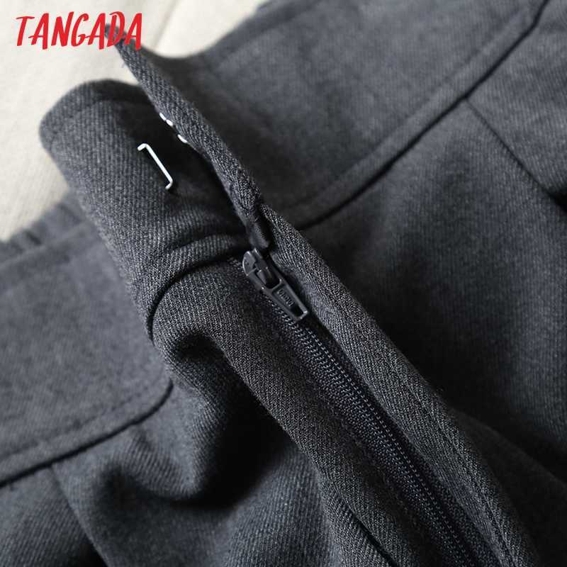 Tangada Fashion Women High Quality Cotton Casual Suit Pants Trousers Side Pockets Buttons Office Lady Pantalon 6D13 211115