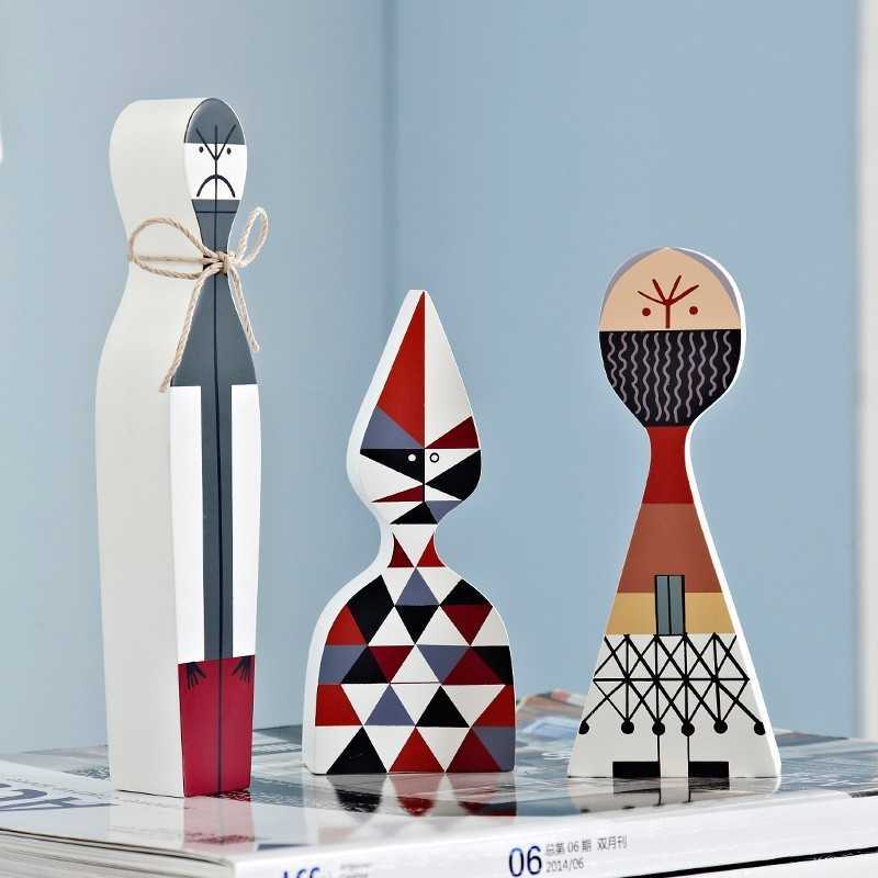 3 pieces Home Decorative Toy Wooden Dolls Boy and Girls Gift Crafts Decor Wood Figurines Arrival 210804