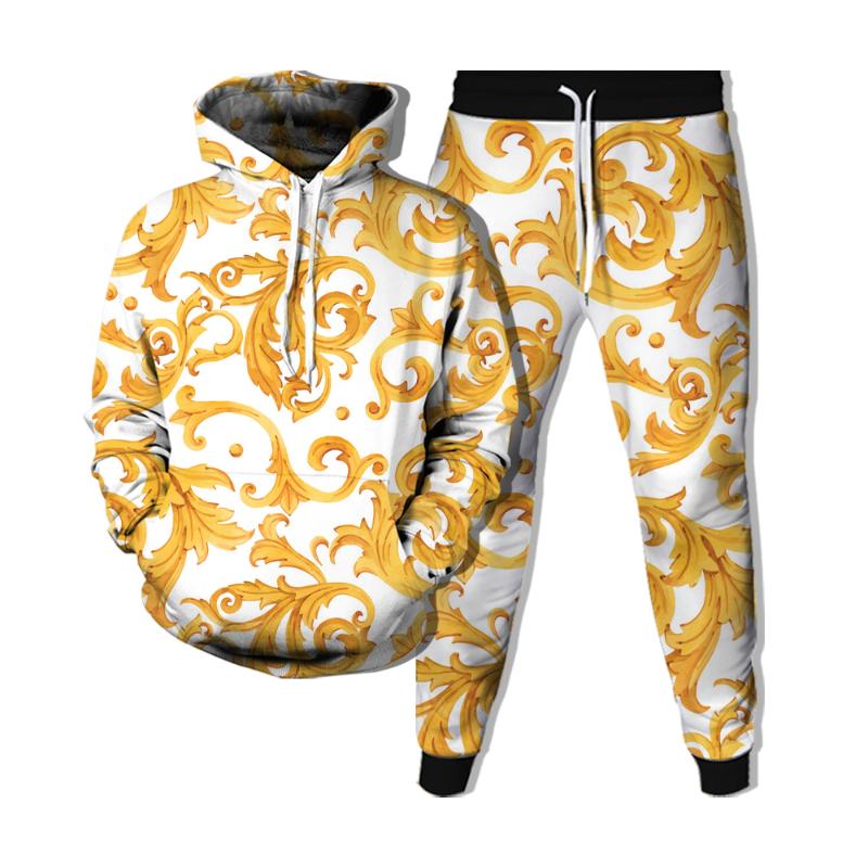 Jogging Clothing Vintage Baroque Pattern Hoodie Set Pants Two-piece Sports Suit Unisex Golden Hoodies Sweapants Sportswear 2021 Autumn, Black;red
Jogging Clothing Vintage Baroque Pattern Hoodie Set Pants Two-piece Sports Suit Unisex Golden Hoodies Sweapants Sportswear 2021 Autumn, Black;red