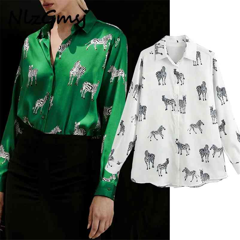 autumn women oversized animal print green shirt chic female casual loose blouses 210628, White
autumn women oversized animal print green shirt chic female casual loose blouses 210628, White
