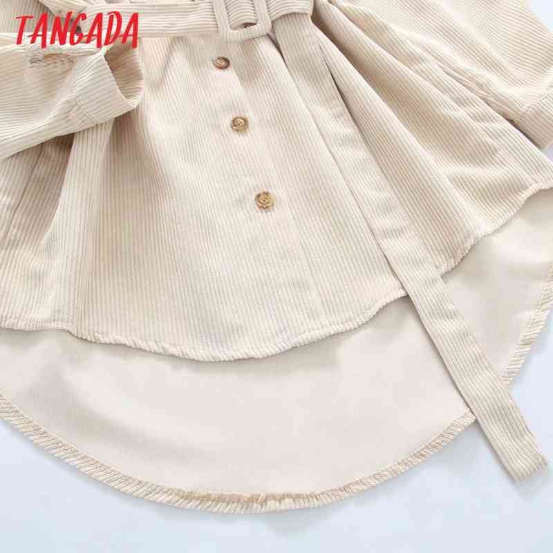 Women Oversized Corduroy Shirt with Slash Long Sleeve Chic Female Casual Tops Blusas HX05 210416