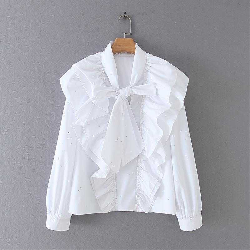 chic bow tie collar white women shirt ruffles long sleeve office wear female elegant solid blusas
chic bow tie collar white women shirt ruffles long sleeve office wear female elegant solid blusas