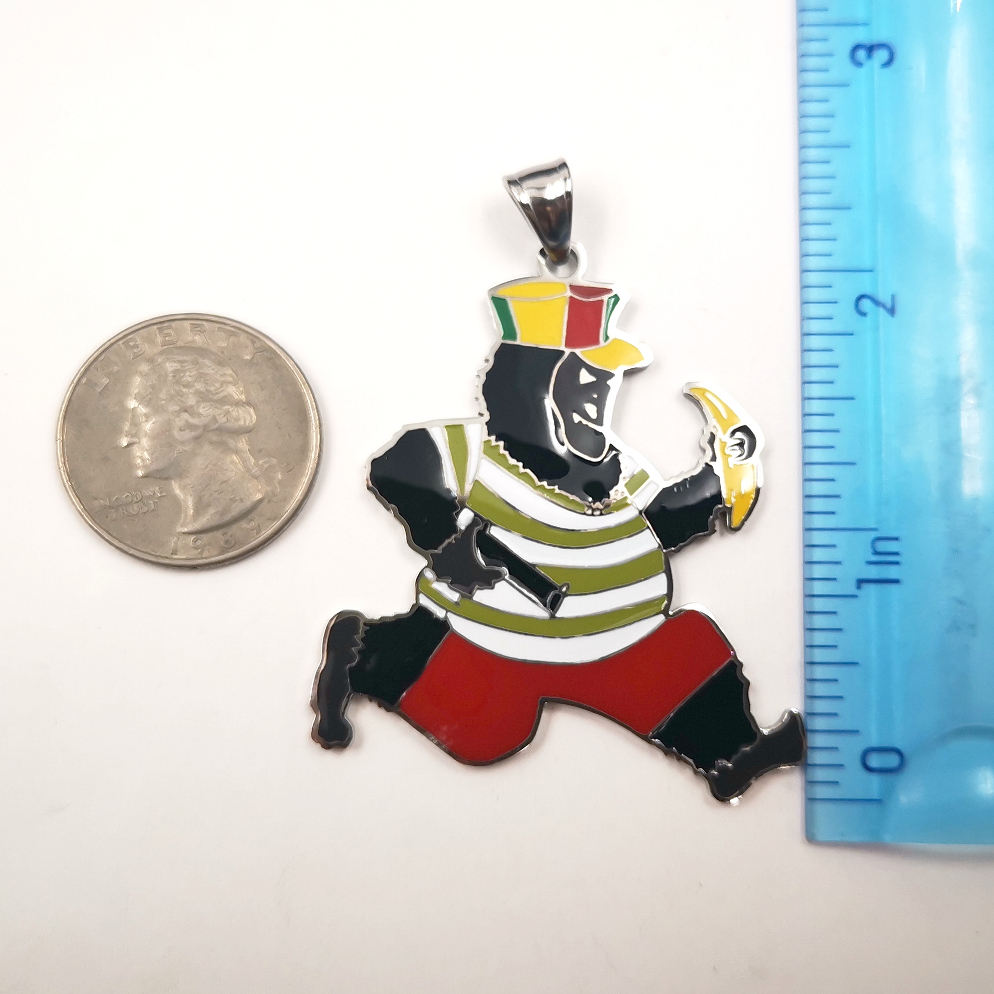 2 inch tall large Ape Boy Charm Pendant for Mens Stainless Steel Cute ICP Fashion Necklace Color free chain 4mm 24''