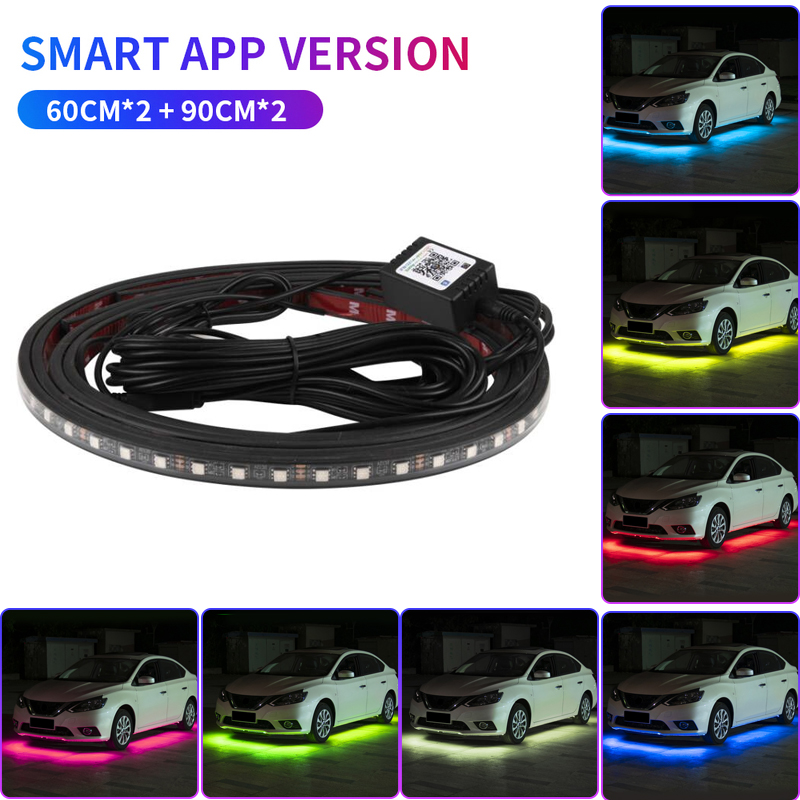 Car Underglow LED Light Strip Remote /APP RGB Waterproof Neon Underbody Ambient Lights Backlight Decorative Atmosphere Lamp 12V