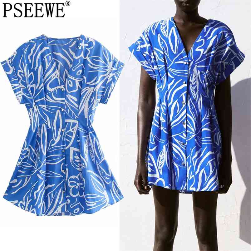Summer Dresses Blue Pleated Short Woman Fashion Sleeve Mini Women Fitted Waist Casual 210519
Summer Dresses Blue Pleated Short Woman Fashion Sleeve Mini Women Fitted Waist Casual 210519