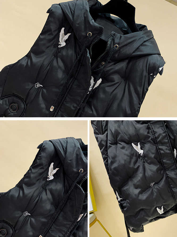 Women's Winter Long Vests Sleeveless 5XL Plus Size Black Down Cotton Jackets Female Oversized Warm Coats Vest for Women 210819