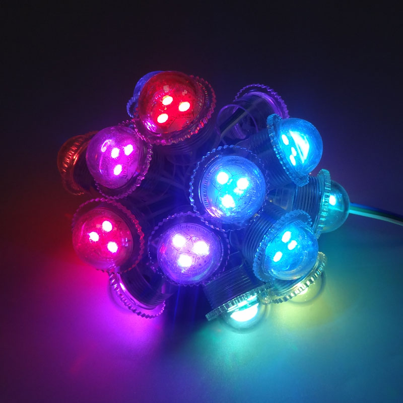 50pcs/lot DC12V WS2811 26mm diameter transparent cover LED Module Exposed Point Light 3 leds 5050 SMD RGB Chips 3led pixel waterproof IP68 free ship 2