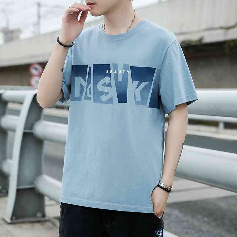 2021 summer new Korean fashion cotton short t-shirt men's relaxed casual tide brand half sleeve T-shirt
