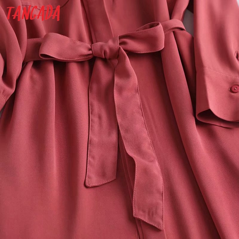 Fashion Women Elegant Solid Shirt High Quality Long Sleeve Ladies Midi Dress Vestidos 4C58 210416