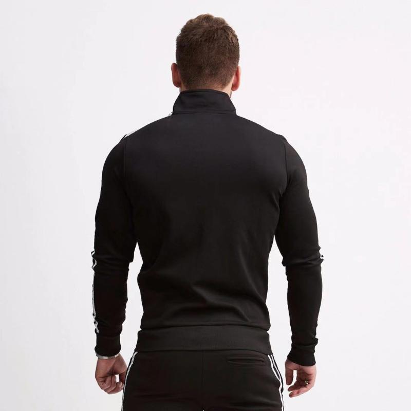 Foreign Trade Style Men's Striped Stand-up Collar Zipper Shirt Suit European And American Large Size Light Board Muscle Men' Tracksuits