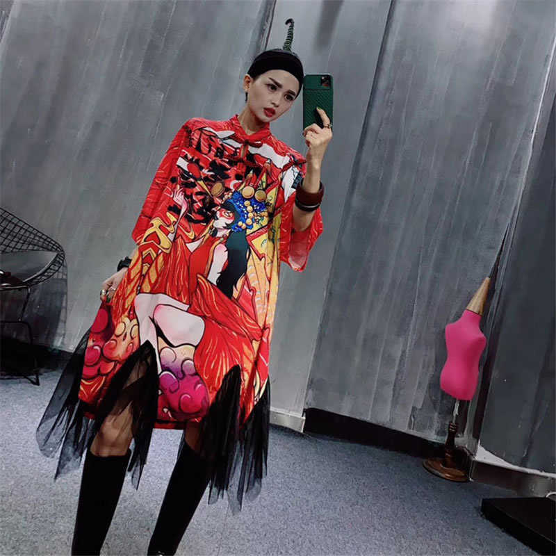 XITAO Irregular Tassel Dress Fashion Print Pattern Letter Plus Size Small Fresh Spring Summer Pullover Dress XJ4434 210224