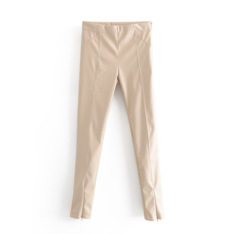 Winter thick PU Leather Pants women elastic high waist pants Sexy zipper skinny joggers streetwear long pencil Trousers 210521