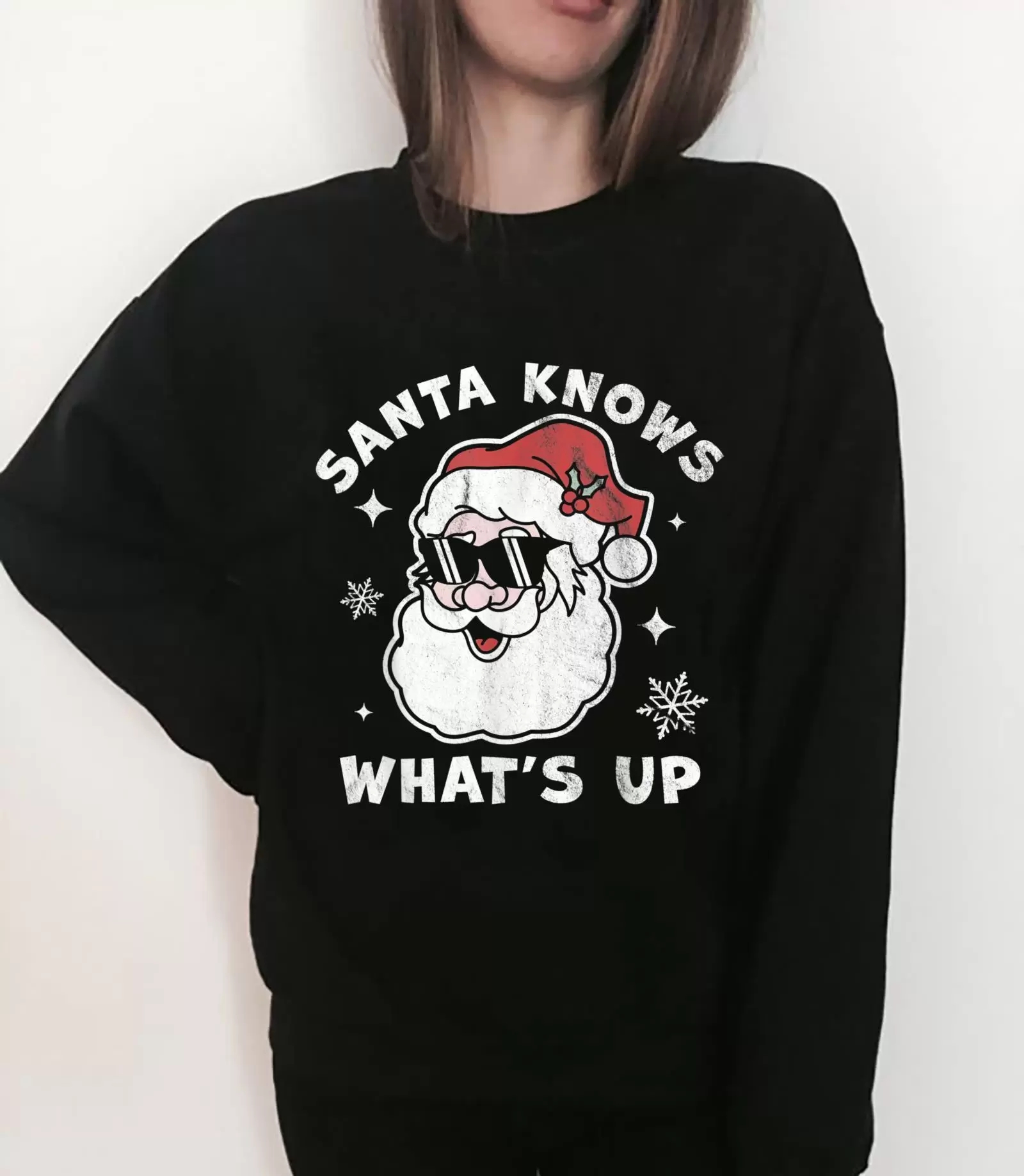 Santa Knows What' Up Hoodies Christmas SantaClaus Xmas Short Sleeve Shirt Fashion Women' Sweatshirts Tops for Men and Women Plus size Tees, Black
Santa Knows What' Up Hoodies Christmas SantaClaus Xmas Short Sleeve Shirt Fashion Women' Sweatshirts Tops for Men and Women Plus size Tees, Black