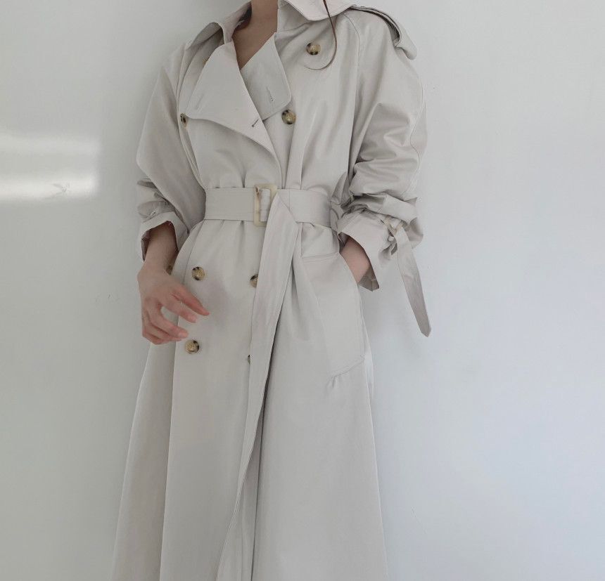 British Womens Trench Coat Casual Long Double-Breasted Overcoat Chic Back Button Loose Outerwear With Belt Autumn Fashion Windb, Apricot
British Womens Trench Coat Casual Long Double-Breasted Overcoat Chic Back Button Loose Outerwear With Belt Autumn Fashion Windb, Apricot