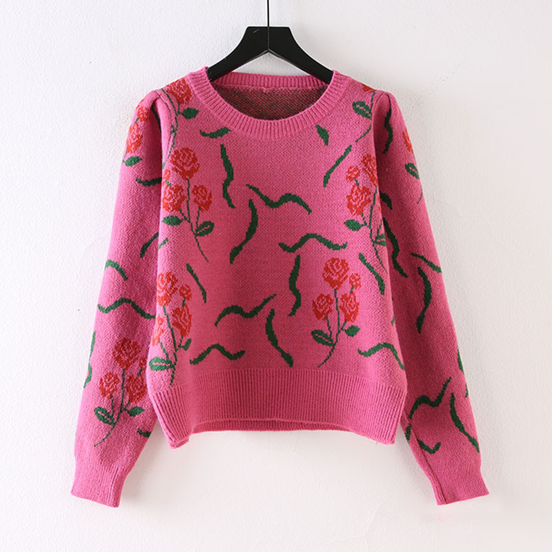 Nomikuma Autumn Winter Women Sweater Korean Floral Causal Knitted Pullover Long Sleeve O-neck Vintage Pull Femme 6C737 210427