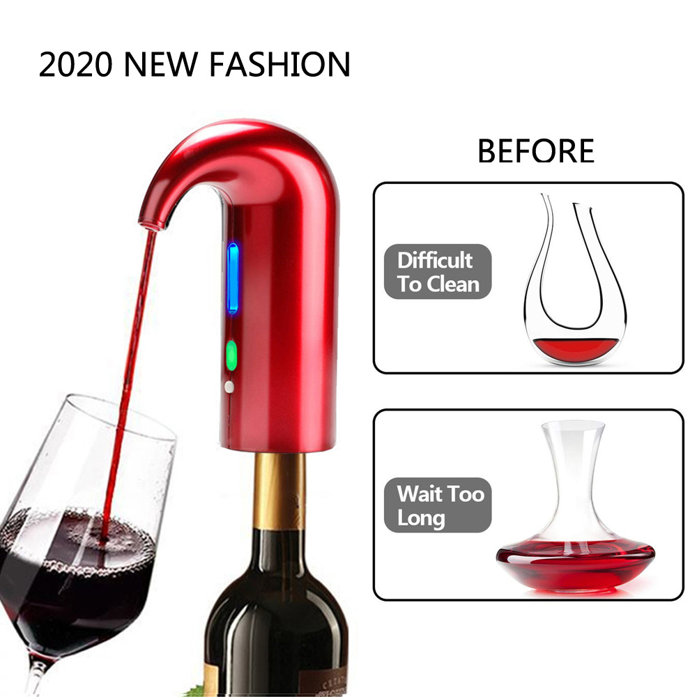 Electric One Touch Portable Aerator Dispenser Pump USB Rechargeable Cider Decanter Pourer Wine Accessories For Bar Home Use Free shipping