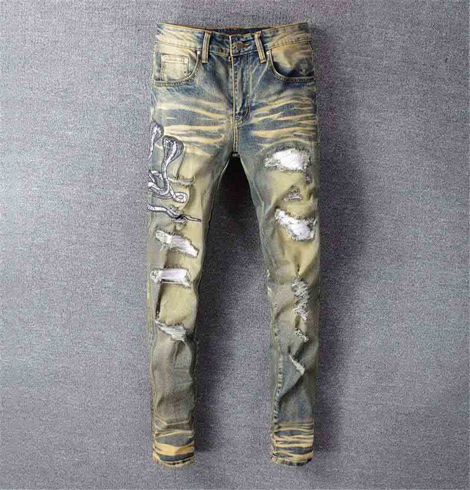21ss Classic Mens Jeans Hip Hop Stylist Pants Distressed Ripped Biker Slim Fit Motorcycle Denim Jean Size 28-40, Blue
21ss Classic Mens Jeans Hip Hop Stylist Pants Distressed Ripped Biker Slim Fit Motorcycle Denim Jean Size 28-40, Blue