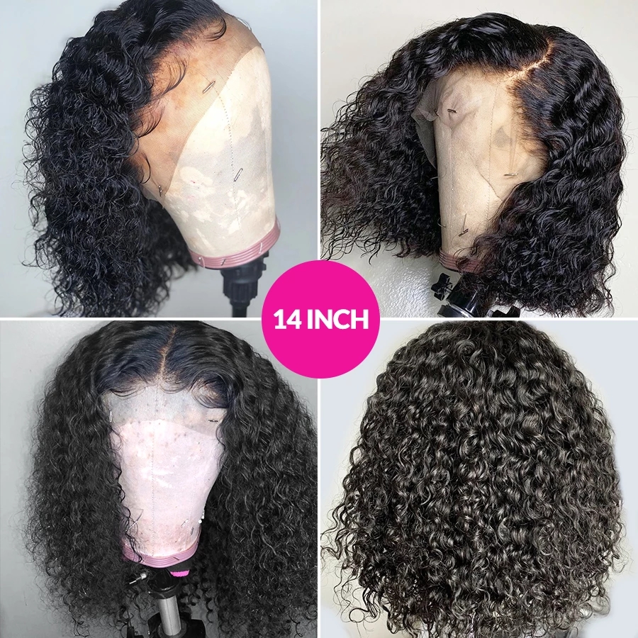 Curly Lace Front Wigs For Women Kinky Curl Brazilian Human Hair 13X4 Short Bob Synthetic Frontal Wig