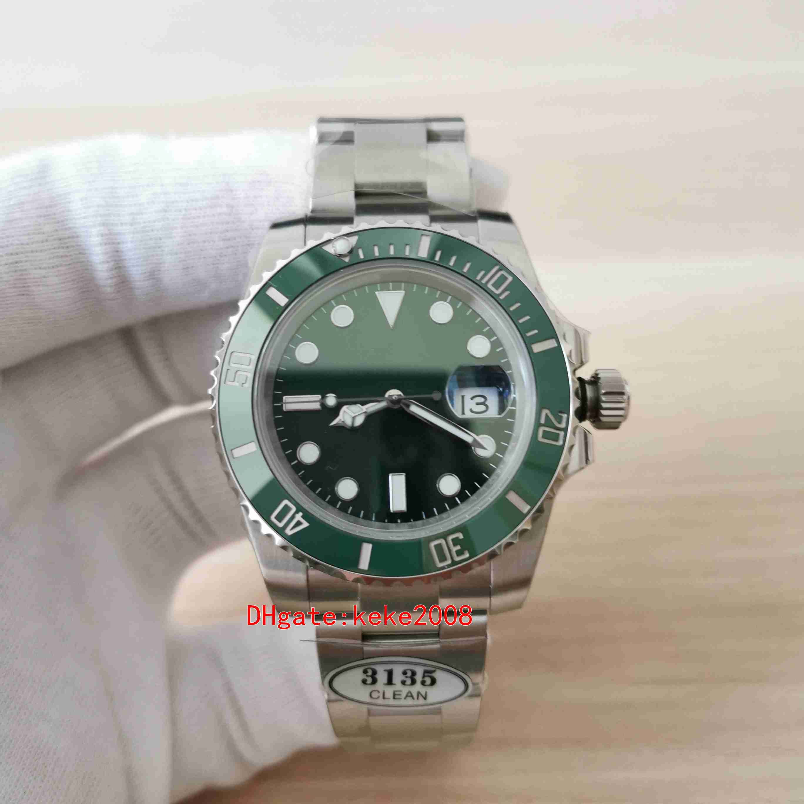 Perfect Quality Watch clean 904L 40mm 116610 Ceramic Green Dial Blue Luminescent ETA CAL.3135 Movement waterproof Mechanical Automatic Mens Watches Wristwatches, Box
Perfect Quality Watch clean 904L 40mm 116610 Ceramic Green Dial Blue Luminescent ETA CAL.3135 Movement waterproof Mechanical Automatic Mens Watches Wristwatches, Box