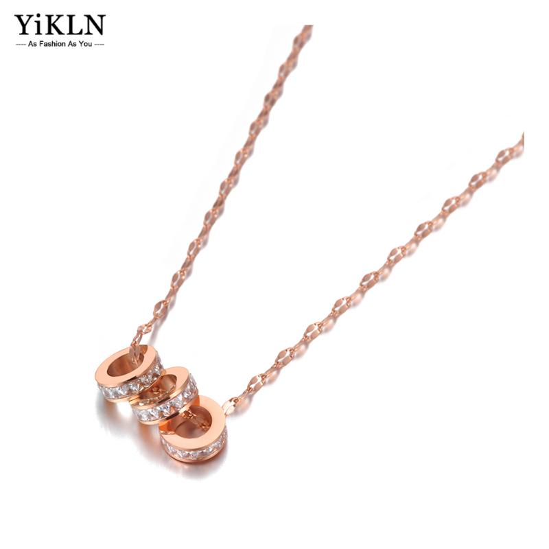 Pendant Necklaces YiKLN Trendy Titanium Steel 3Pcs Crystal Circle Charm Jewelry Rose Gold Wedding Necklace For Women YN20217
Pendant Necklaces YiKLN Trendy Titanium Steel 3Pcs Crystal Circle Charm Jewelry Rose Gold Wedding Necklace For Women YN20217